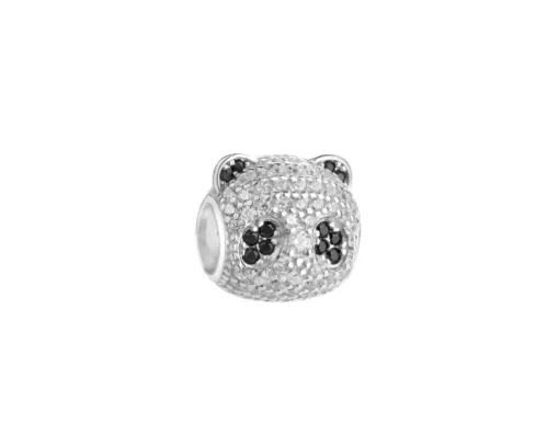 Zawieszka srebrna beads z cyrkoniami - miś panda