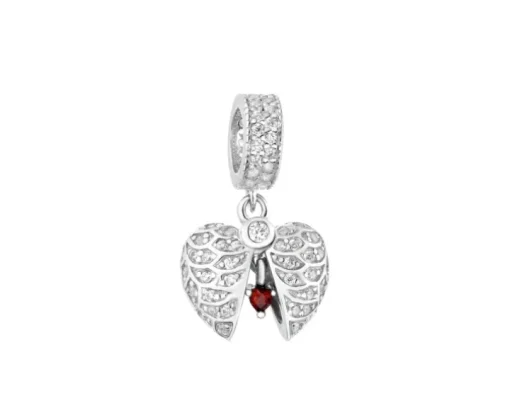 Zawieszka srebrna beads z cyrkoniami - serce