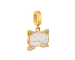 Zawieszka srebrna beads z emalią - kot