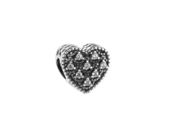 Zawieszka srebrna beads z cyrkoniami - serce