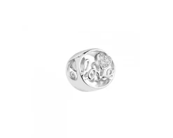 Zawieszka srebrna beads z cyrkoniami - love, serce