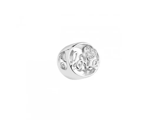 Zawieszka srebrna beads z cyrkoniami - love, serce