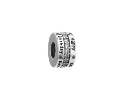 Zawieszka srebrna beads z cyrkoniami - urodziny