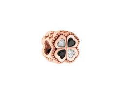 Zawieszka srebrna beads z cyrkoniami - serce