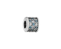 Zawieszka srebrna beads z cyrkoniami i emalią - mama, serce