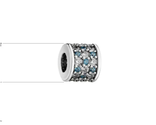 Zawieszka srebrna beads z cyrkoniami i emalią - mama, serce