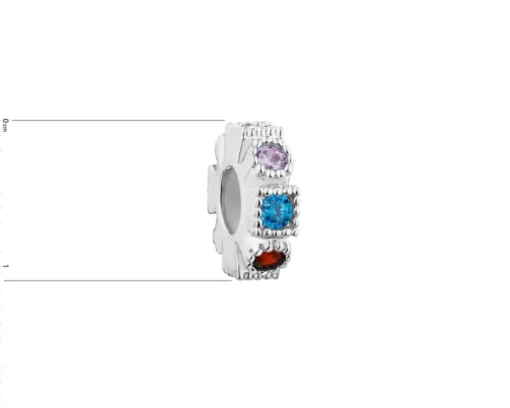 Zawieszka srebrna beads z cyrkoniami - stoper
