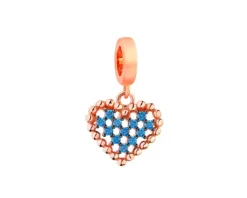 Zawieszka srebrna beads z cyrkoniami - serce