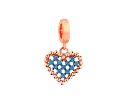 Zawieszka srebrna beads z cyrkoniami - serce