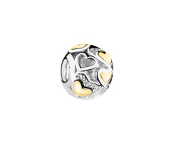 Zawieszka srebrna beads z cyrkoniami - serce
