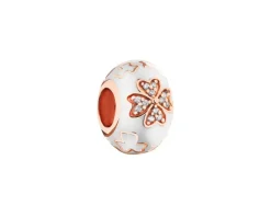 Zawieszka srebrna beads z cyrkoniami i emalią - koniczyna