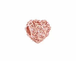 Zawieszka srebrna beads z cyrkoniami - serce