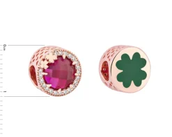Zawieszka srebrna beads z cyrkoniami i emalią - koniczyna