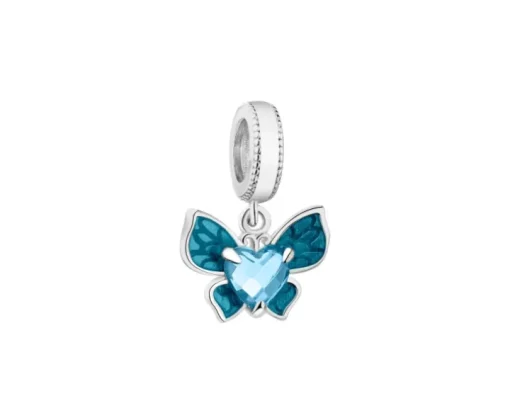 Zawieszka srebrna beads z cyrkoniami i emalią - motyl