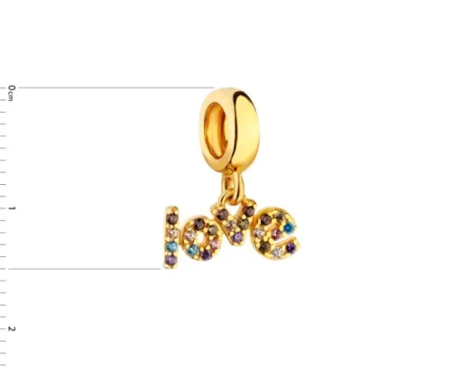 Zawieszka srebrna beads z cyrkoniami - love