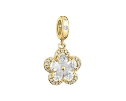 Zawieszka srebrna beads z cyrkoniami - kwiat