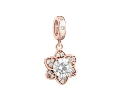 Zawieszka srebrna beads z cyrkoniami - kwiat