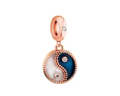 Zawieszka srebrna beads z cyrkoniami i emalią - yin yang