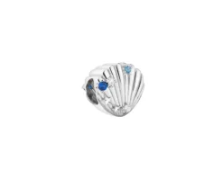 Zawieszka srebrna beads z cyrkoniami - muszla