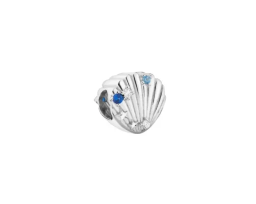 Zawieszka srebrna beads z cyrkoniami - muszla