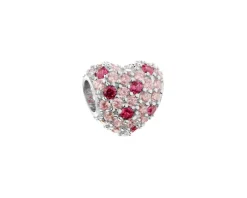 Zawieszka srebrna beads z cyrkoniami - serce