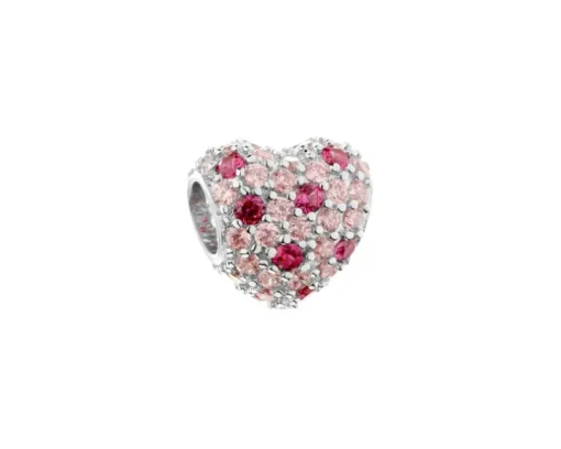 Zawieszka srebrna beads z cyrkoniami - serce