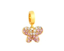 Zawieszka srebrna beads z cyrkoniami - motyl