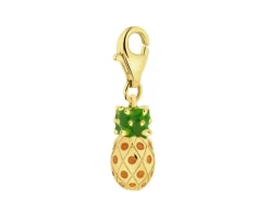 Zawieszka srebrna charms z cyrkoniami i emalią - ananas