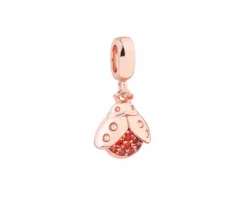 Zawieszka srebrna na bransoletę beads z cyrkoniami - biedronka