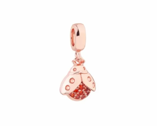 Zawieszka srebrna na bransoletę beads z cyrkoniami - biedronka