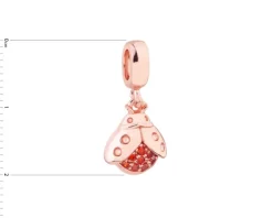 Zawieszka srebrna na bransoletę beads z cyrkoniami - biedronka