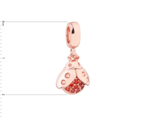 Zawieszka srebrna na bransoletę beads z cyrkoniami - biedronka