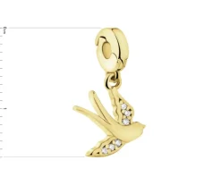 Zawieszka srebrna new charms z cyrkoniami - jaskółka