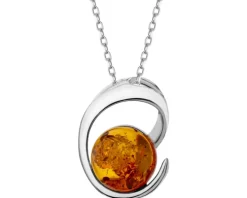 Zawieszka srebrna z bursztynem