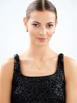 Zawieszka srebrna z bursztynem - łezka