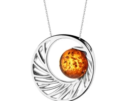 Zawieszka srebrna z bursztynem