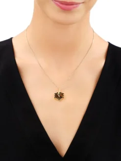 Zawieszka srebrna z bursztynem - liść