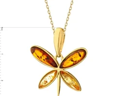 Zawieszka srebrna z bursztynem - motyl