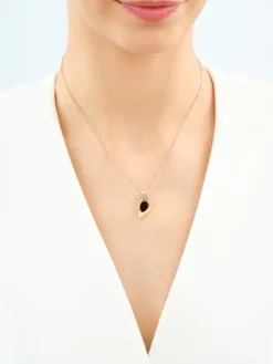 Zawieszka srebrna z bursztynem - liść