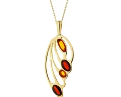 Zawieszka srebrna z bursztynem - skrzydło