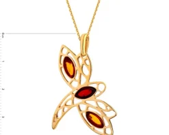 Zawieszka srebrna z bursztynem - ważka