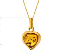 Zawieszka srebrna z bursztynem - serce