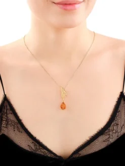 Zawieszka srebrna z bursztynem - skrzydło