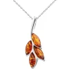 Zawieszka srebrna z bursztynem - liście
