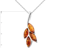 Zawieszka srebrna z bursztynem - liście