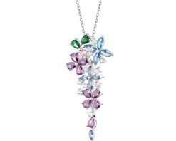 Zawieszka srebrna z cyrkoniami - kwiaty