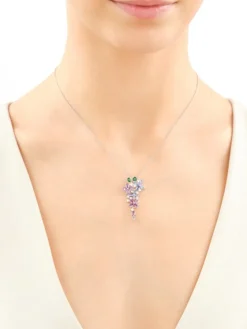 Zawieszka srebrna z cyrkoniami - kwiaty