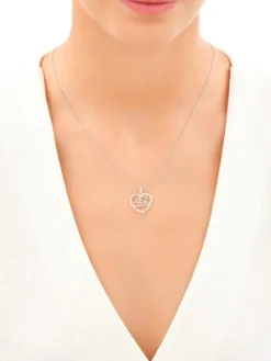 Zawieszka srebrna z cyrkoniami - mama, serce