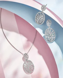 Zawieszka srebrna z cyrkoniami - liść