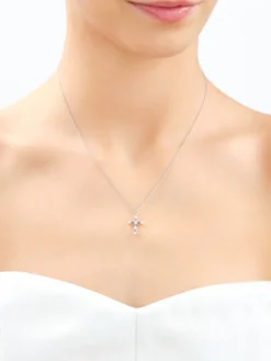 Zawieszka srebrna z cyrkoniami - krzyż